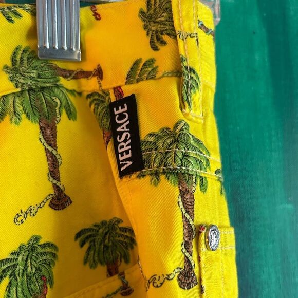 Vintage 90s Versace Jeans Couture Palm Tree Garden Of Eden Snakes jeans - Picture 5 of 16